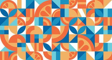 seamless pattern with orange in the Bauhaus style. Abstract geometric texture with simple repeating shapes. Mosaic retro wallpaper. Colorful minimalistic background vector