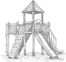 play equipment in the playground image using Old engraving style vector