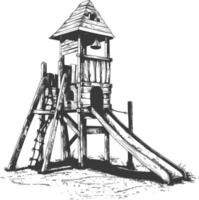 play equipment in the playground image using Old engraving style vector