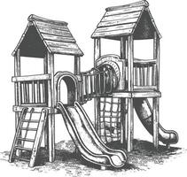 play equipment in the playground image using Old engraving style vector