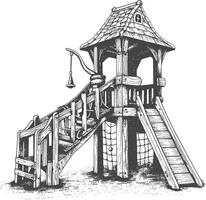 play equipment in the playground image using Old engraving style vector