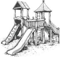 play equipment in the playground image using Old engraving style vector