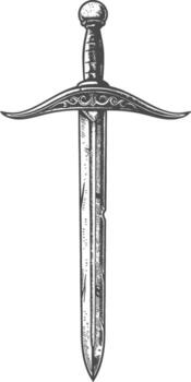 obselote rusty sword image using Old engraving style vector