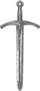 obselote rusty sword image using Old engraving style vector