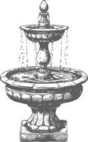 water fountain or water well image using Old engraving style vector