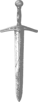 obselote rusty sword image using Old engraving style vector