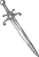 obselote rusty sword image using Old engraving style vector