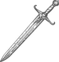 obselote rusty sword image using Old engraving style vector