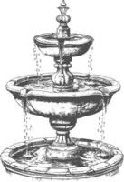 agua fuente o agua bien imagen utilizando antiguo grabado estilo vector