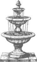 water fountain or water well image using Old engraving style vector