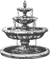 water fountain or water well image using Old engraving style vector