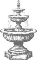 agua fuente o agua bien imagen utilizando antiguo grabado estilo vector