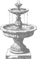 water fountain or water well image using Old engraving style vector