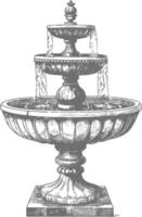 water fountain or water well image using Old engraving style vector