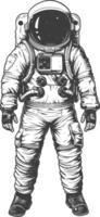 astronaut full body images using Old engraving style body black color only vector