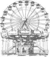 amusement park images using Old engraving style black color only vector