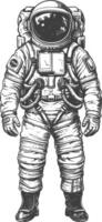 astronaut full body images using Old engraving style body black color only vector