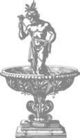 water fountain or water well image using Old engraving style vector