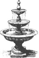 water fountain or water well image using Old engraving style vector