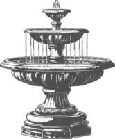 water fountain or water well image using Old engraving style vector