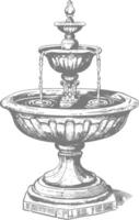 water fountain or water well image using Old engraving style vector