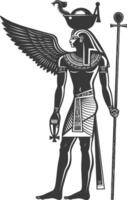 Egyptian hieroglyph images using Old engraving style body black color only vector