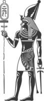 Egyptian hieroglyph images using Old engraving style body black color only vector