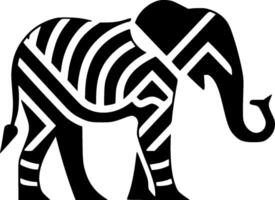 elefante - negro y blanco aislado icono - ilustración vector