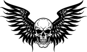 cráneo con alas - minimalista y plano logo - ilustración vector