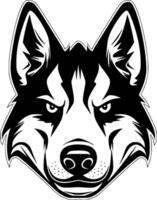 Siberian Husky, Black and White illustration vector