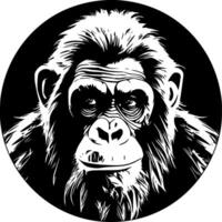 chimpancé - negro y blanco aislado icono - ilustración vector