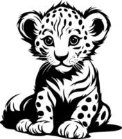 leopardo bebé, minimalista y sencillo silueta - ilustración vector