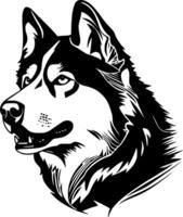 Siberian Husky - Black and White Isolated Icon - illustration vector