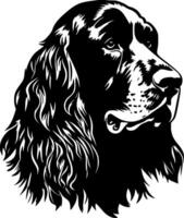 cocker spaniel, negro y blanco ilustración vector