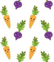 Seamless pattern of beet and carrot with face vector