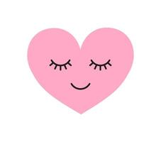 flat cartoon kawaii pink heart with face vector