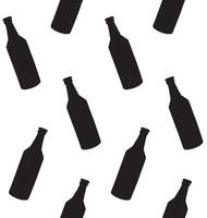 seamless pattern of beer bottle silhouette vector