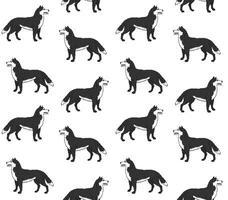 seamless pattern of sketch running husky vector