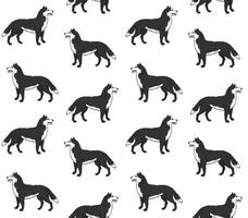 seamless pattern of sketch running husky vector