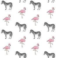 seamless pattern of zebra and flamingo vector