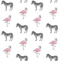 seamless pattern of zebra and flamingo vector