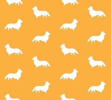 seamless pattern of hand drawn corgi dog silhouette vector