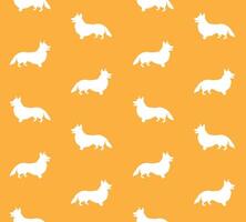 seamless pattern of hand drawn corgi dog silhouette vector