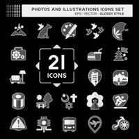 Icon Set Photos and Illustrations. related to Design and Art symbol. glossy style. simple design illustration vector