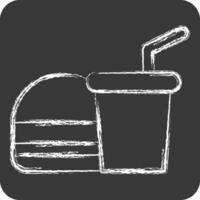 icono comida y beber. relacionado a fotos y ilustraciones símbolo. tiza estilo. sencillo diseño ilustración vector