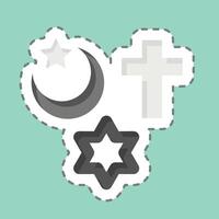 Sticker line cut Religion. related to Photos and Illustrations symbol. simple design illustration vector