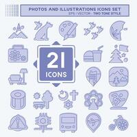 Icon Set Photos and Illustrations. related to Design and Art symbol. two tone style. simple design illustration vector