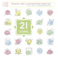 Icon Set Photos and Illustrations. related to Design and Art symbol. Color Spot Style. simple design illustration vector