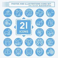 Icon Set Photos and Illustrations. related to Design and Art symbol. blue eyes style. simple design illustration vector