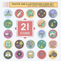 Icon Set Photos and Illustrations. related to Design and Art symbol. color mate style. simple design illustration vector